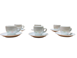 Set 6 Tazze espresso bianche Caffè Angioino